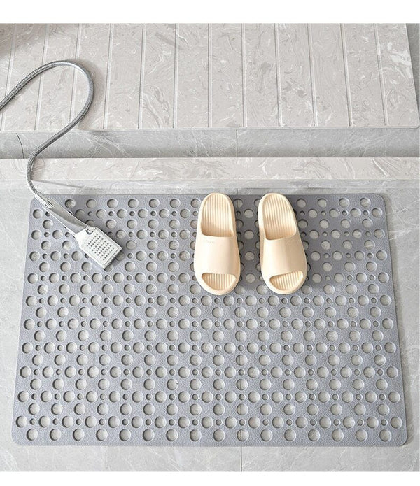 Grey Secure Bathroom Mat - Anti-Bacterial and Non Slip - 75cm x 43cm